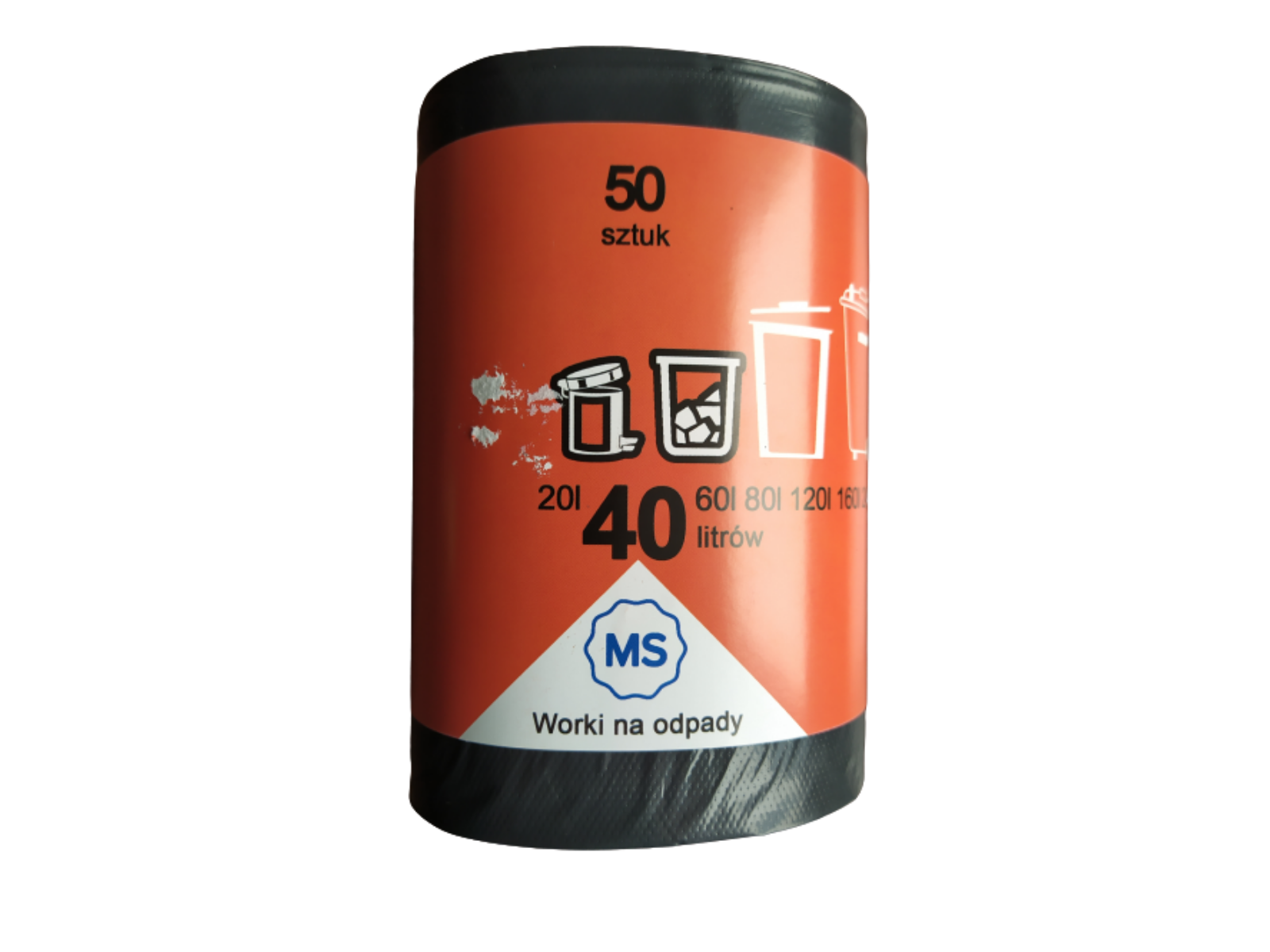 Worki na śmieci 40L LDPE Czarne Rolka 50 szt.